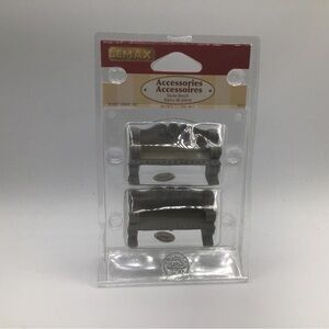 Vtg, 2007 Lemax Gray Stone Bench Christmas Village Accessories  Set Of 2- #24612